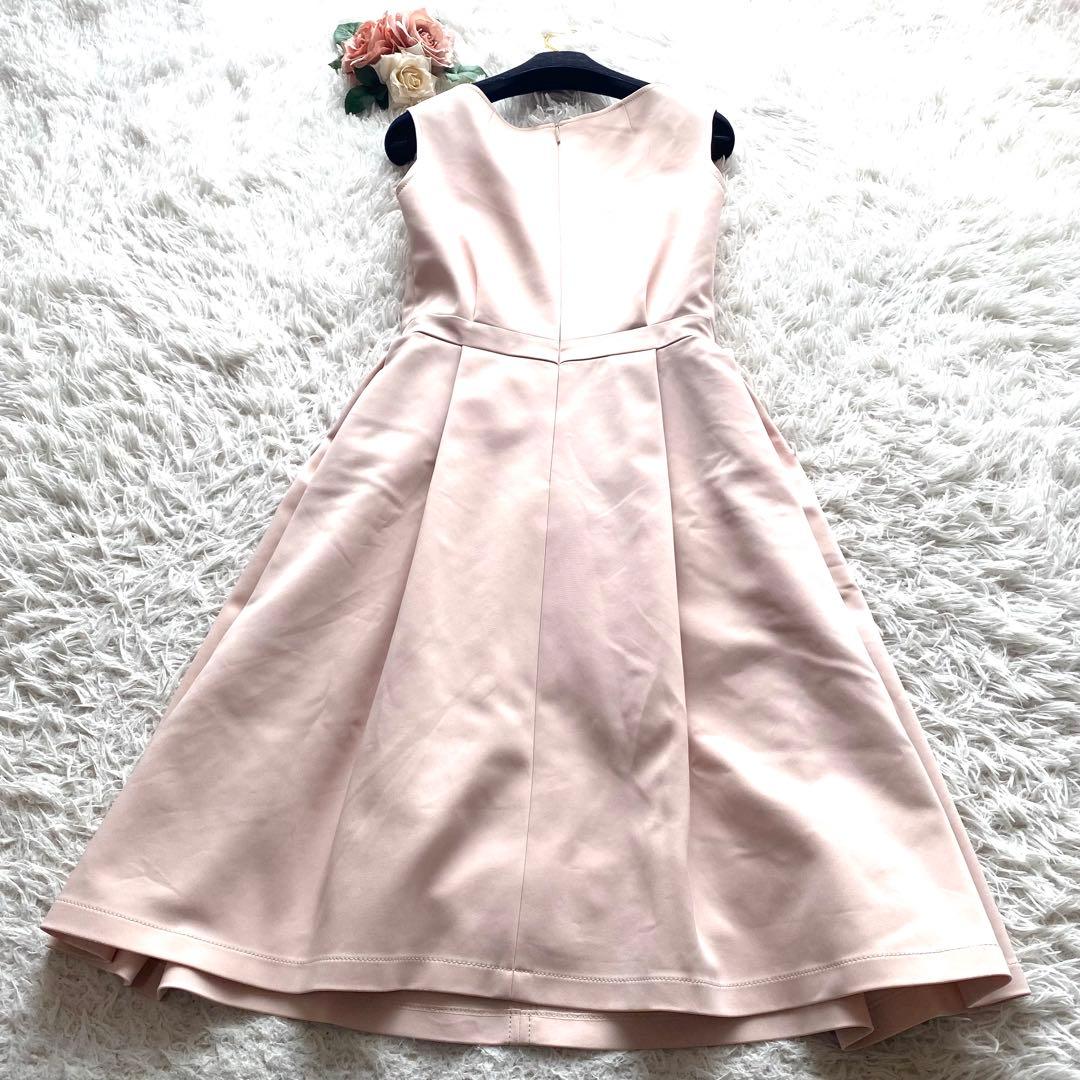 美品✨ルネ　ワンピース　ピンク　ひざ丈　タック　ノースリーブ　36 M