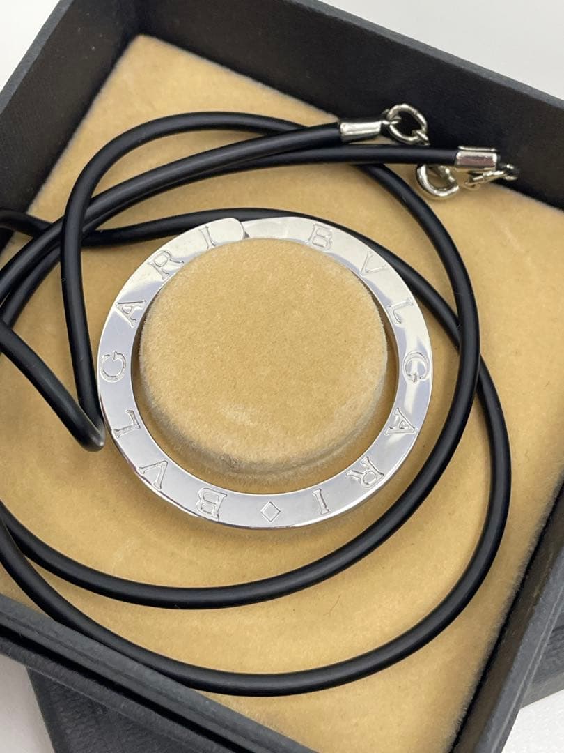 ス*ン様 BVLGARI ブルガリ キーリング シルバー ネックレス 革紐付き