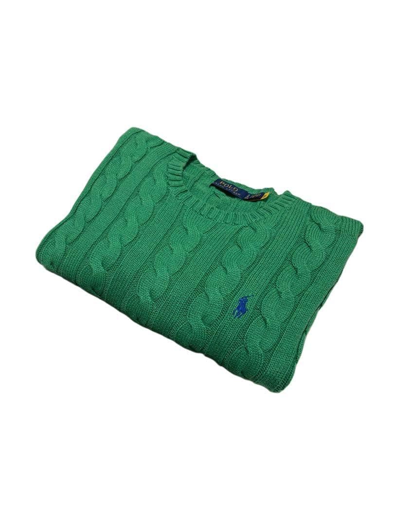 【極美品】POLO RALPH LAUREN ケーブルニットネイビーポニー QR