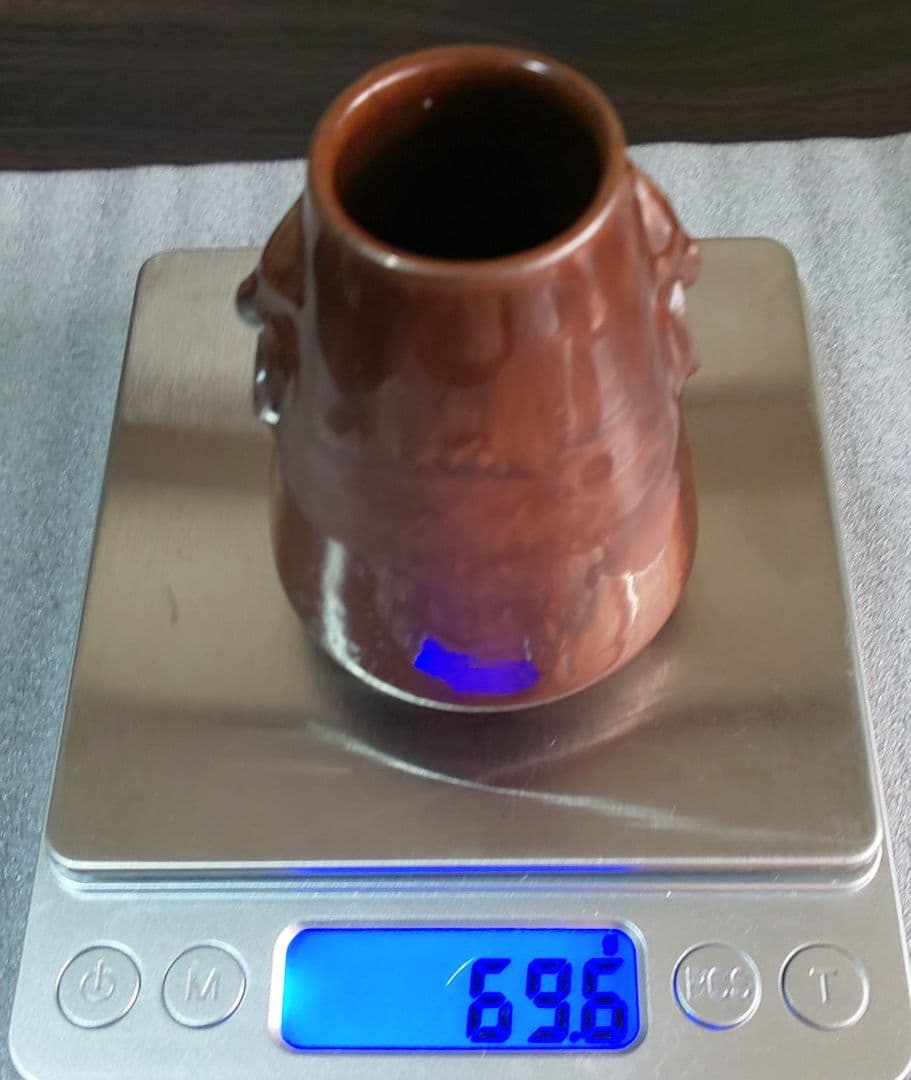 高取焼　筒掛け花入花瓶　八蔵