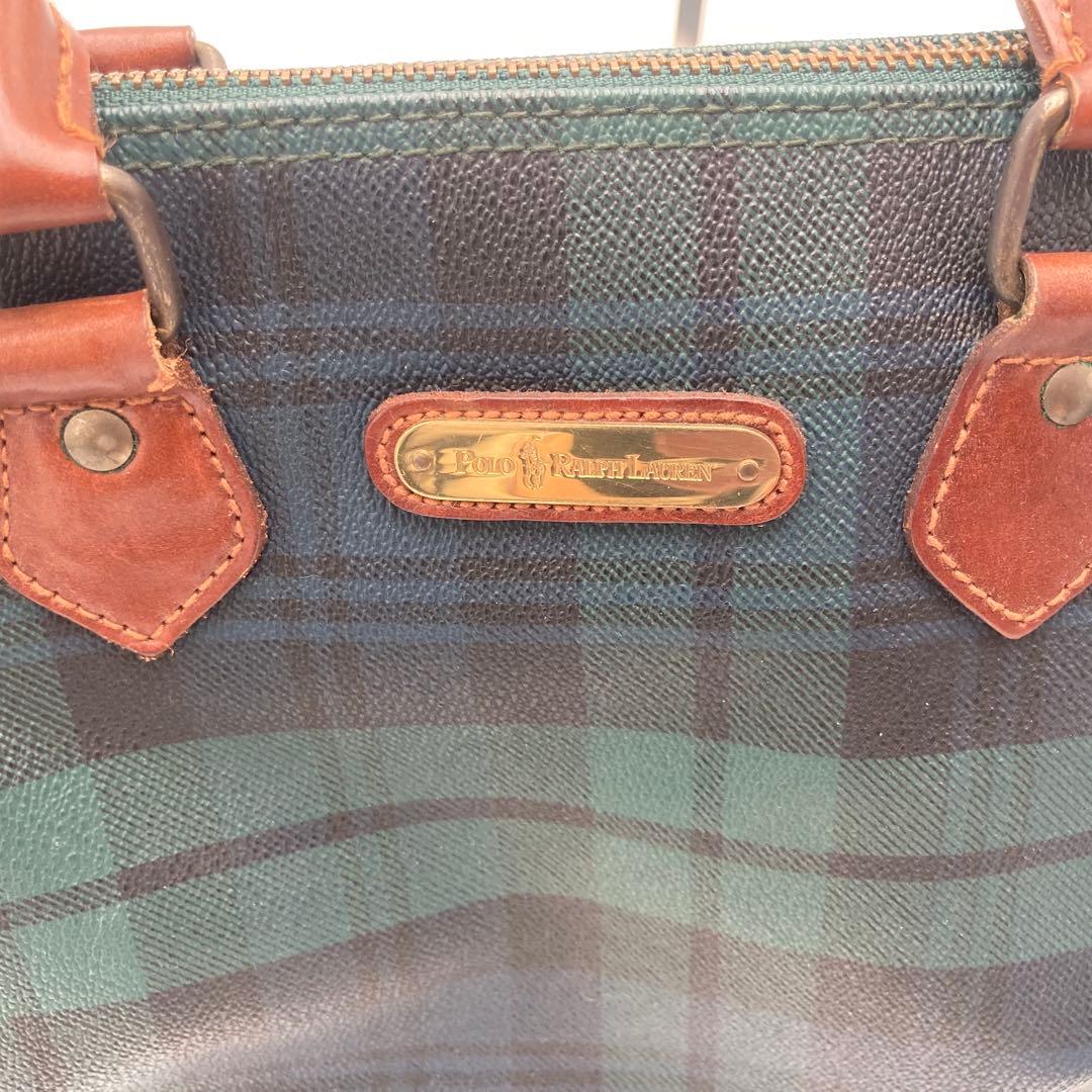 Ralph Lauren ダークグリーン チェック ミニボストンバッグ