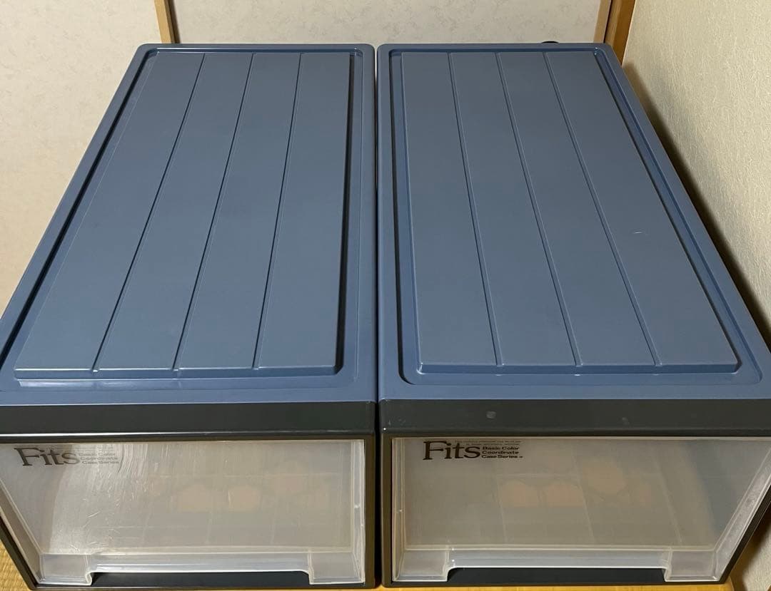 【2個セット】天馬 Fits フィッツ 収納ケース 39×74×30 ブルー