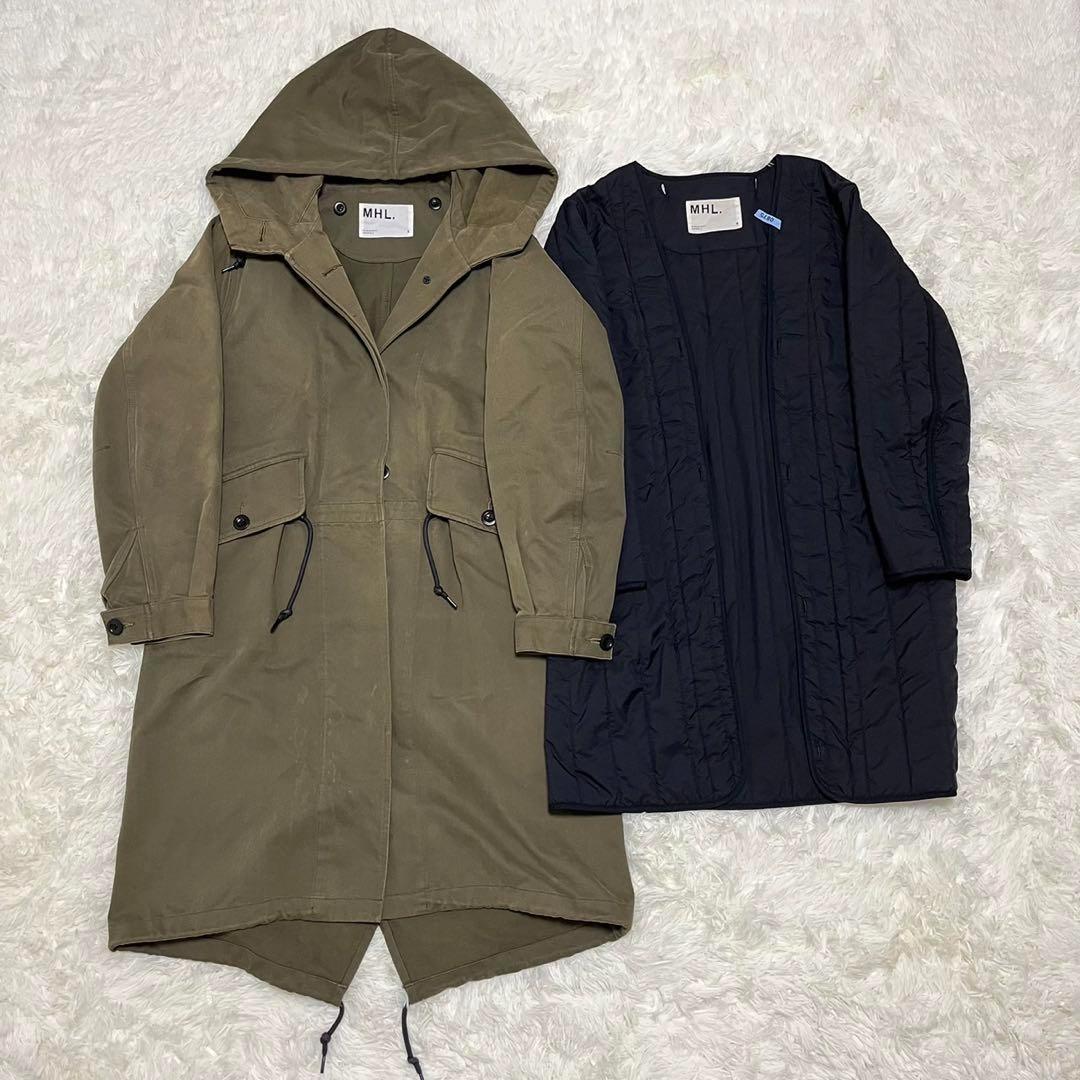 【HML.】2way モッズコート フード　ライナー付き　カーキ　M