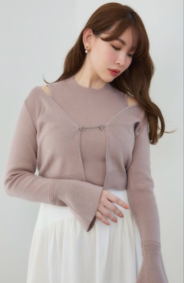 Her lip to Flared Sleeve Knit Set ピンク