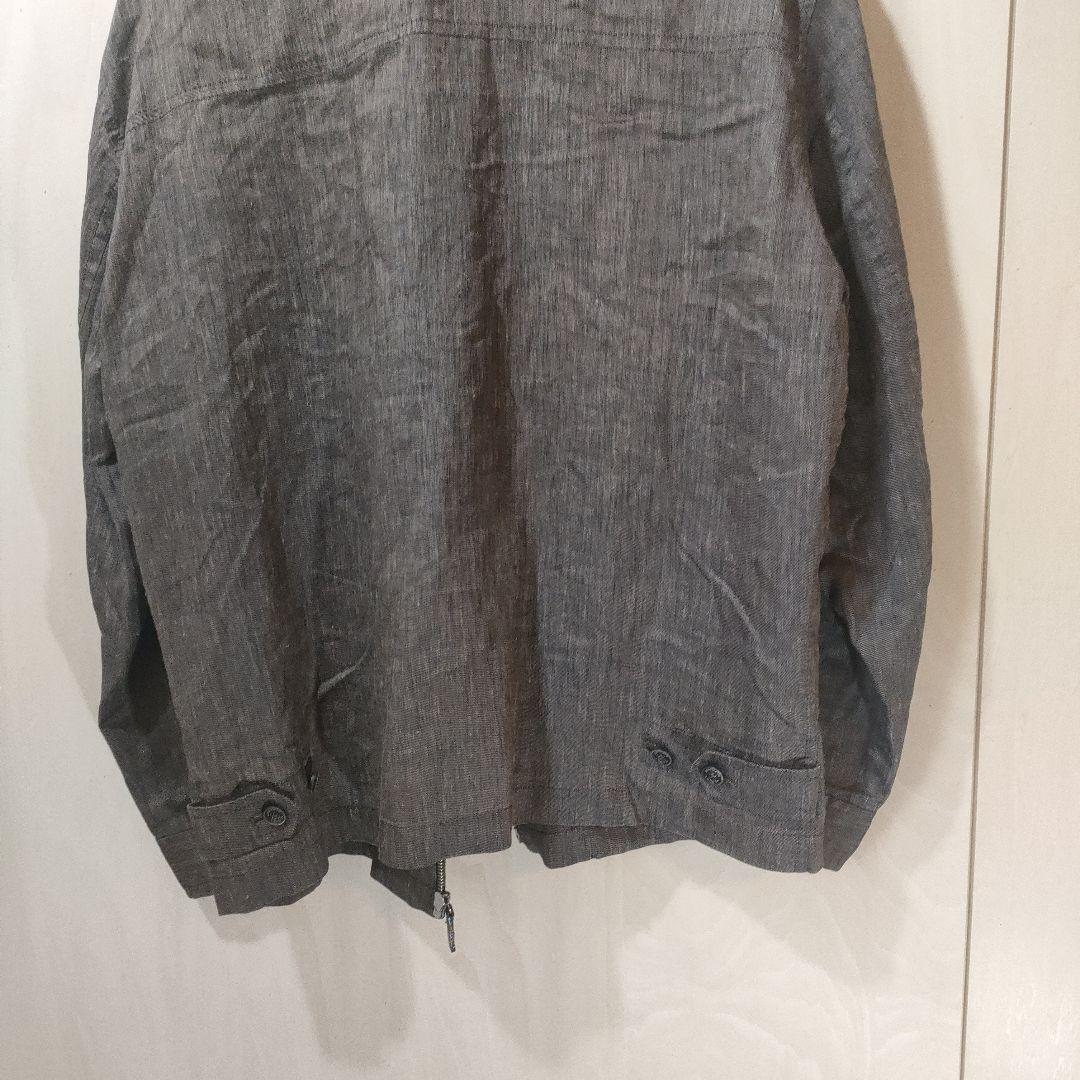 Aquascutum グレー スタンドカラー ジャケット Mシルク混　絹麻