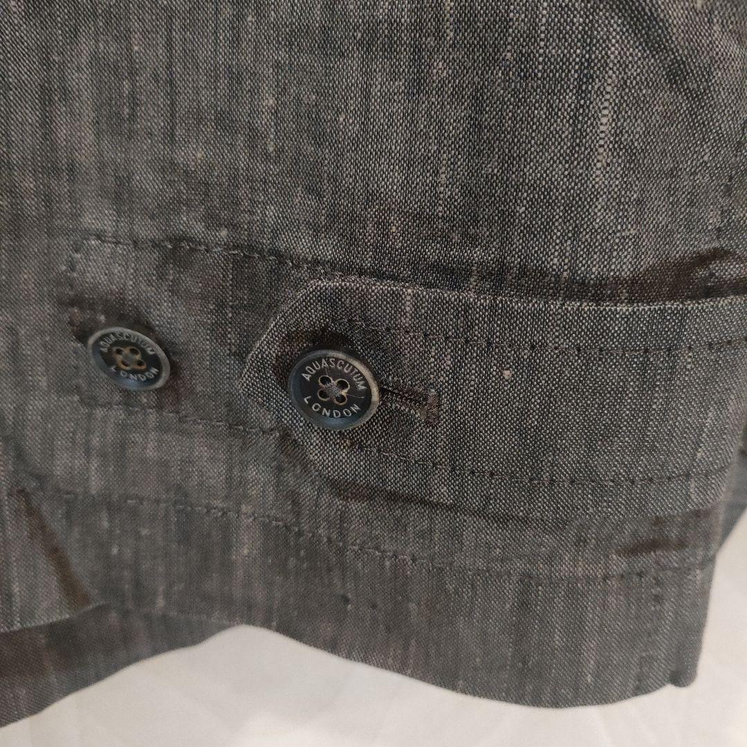 Aquascutum グレー スタンドカラー ジャケット Mシルク混　絹麻