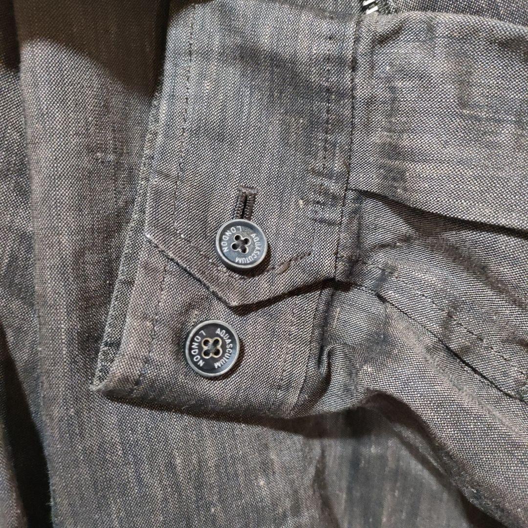 Aquascutum グレー スタンドカラー ジャケット Mシルク混　絹麻
