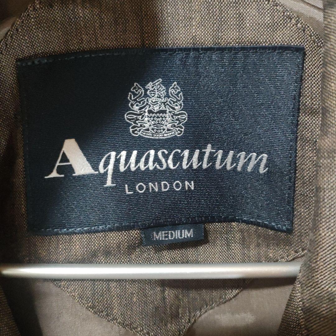 Aquascutum グレー スタンドカラー ジャケット Mシルク混　絹麻