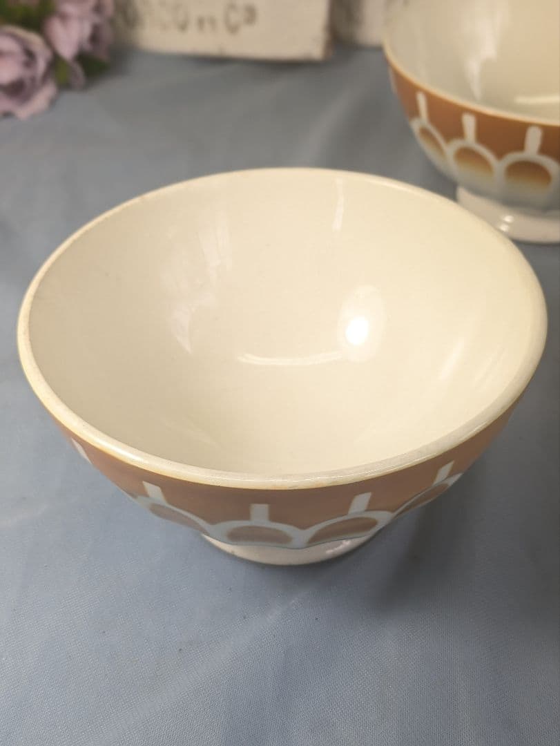 フランス アンティーク Luneville カフェオレボウル 13cm ペア