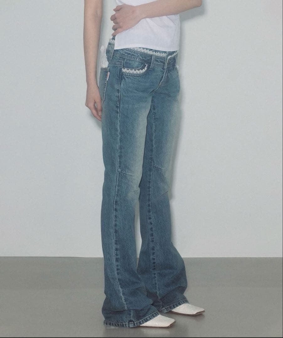 SCULPTOR ダブルウエストブーツカット デニムパンツ インディゴブルー S