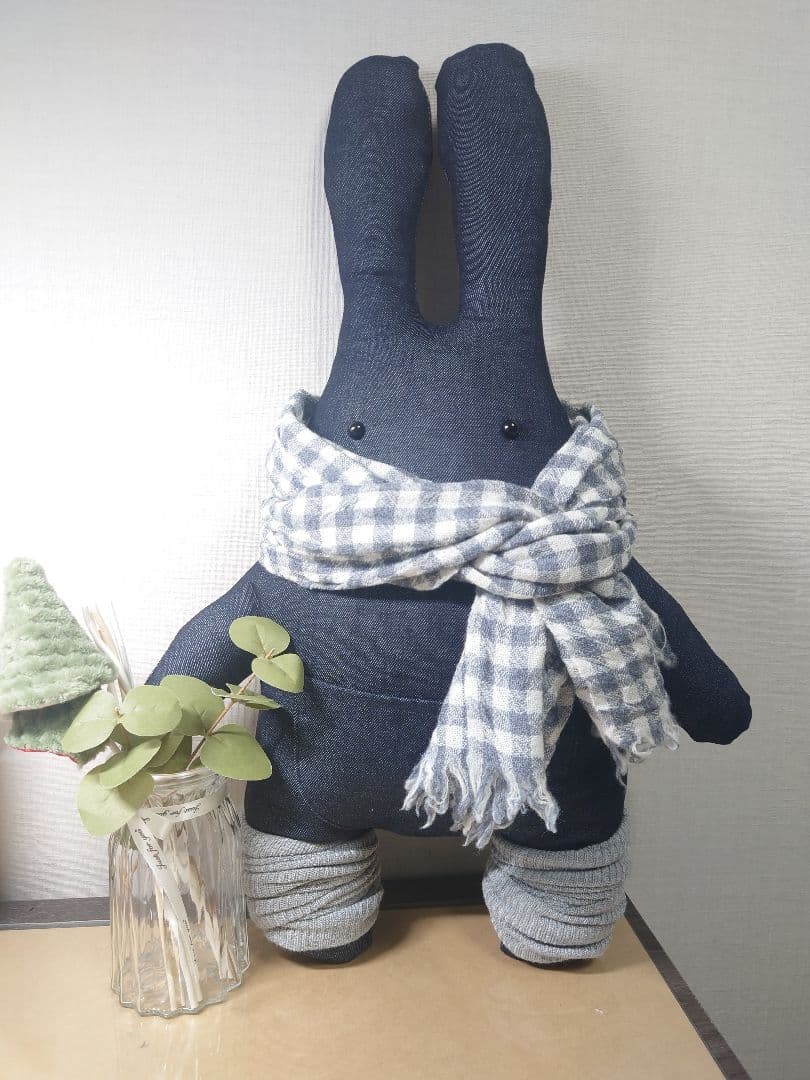 ウサギぬいぐるみ2型 / 岡山デニムXLサイズ