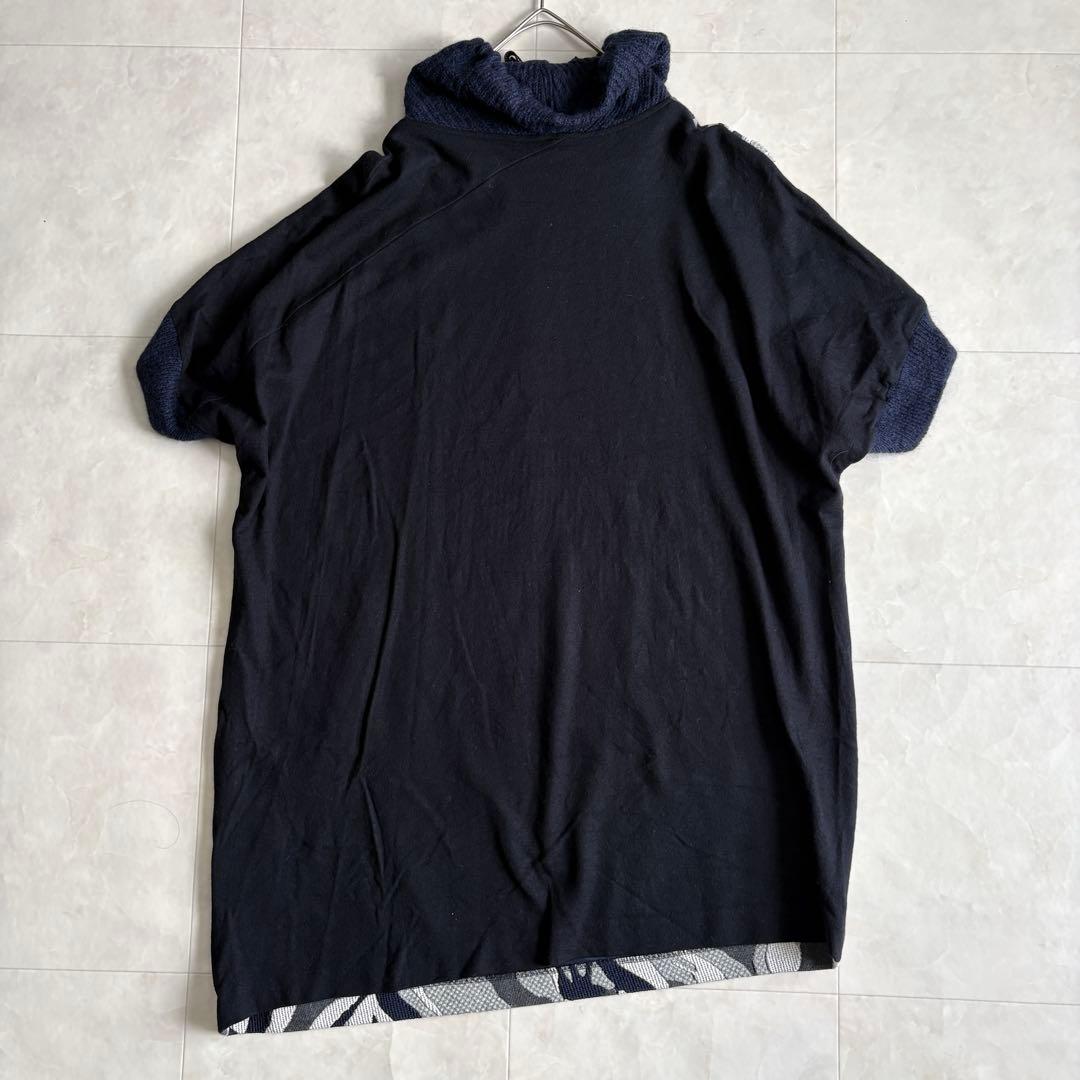 Gabardine K.T 異素材切替ワンピース ネイビー 17+ 大きいサイズ