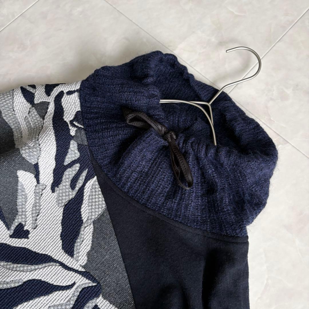 Gabardine K.T 異素材切替ワンピース ネイビー 17+ 大きいサイズ