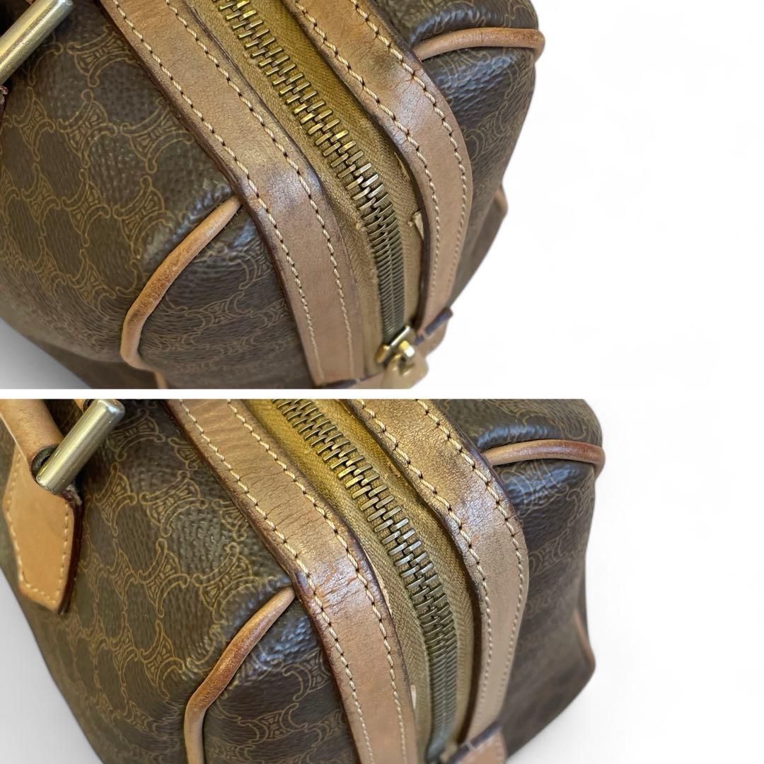 【良品】 セリーヌ マカダム柄 ボストンバッグ 金具 トリオンフ レザー
