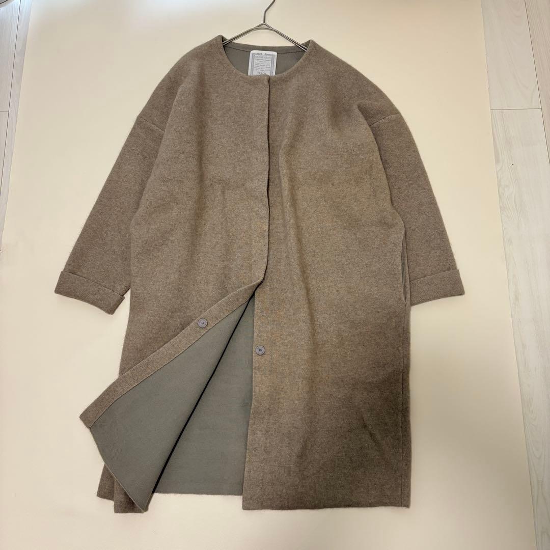 完売品・24年モデル　ビアズリー　ロングニットコート　洗えるニット　ラクーン