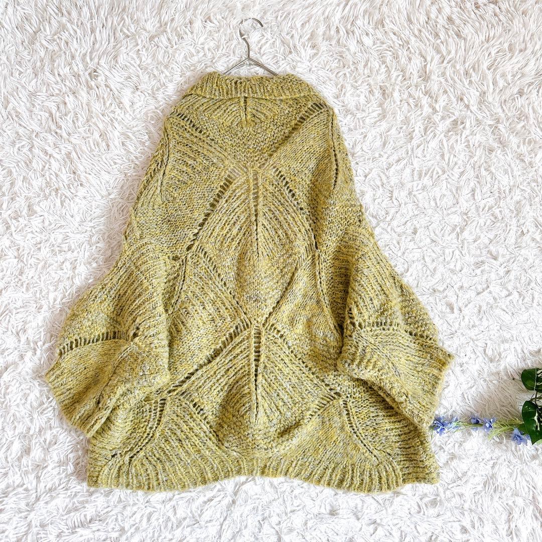 美品⁂センソユニコ⁂ニットカーディガン　羽織　模様編み　シルク混　ロングシーズン