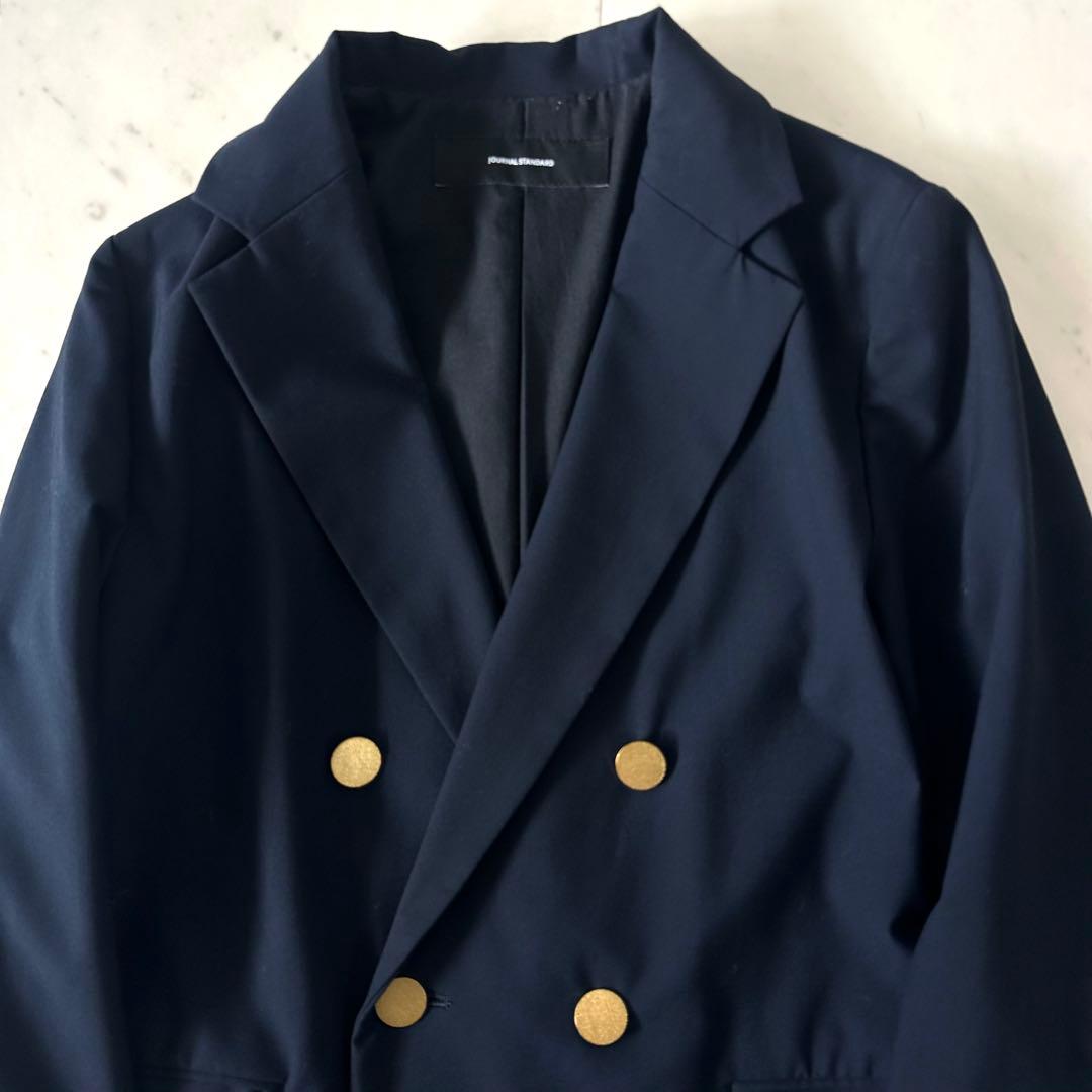 美品♪ジャーナルスタンダード ストレッチWブレストジャケット 紺ブレ 金ボタン