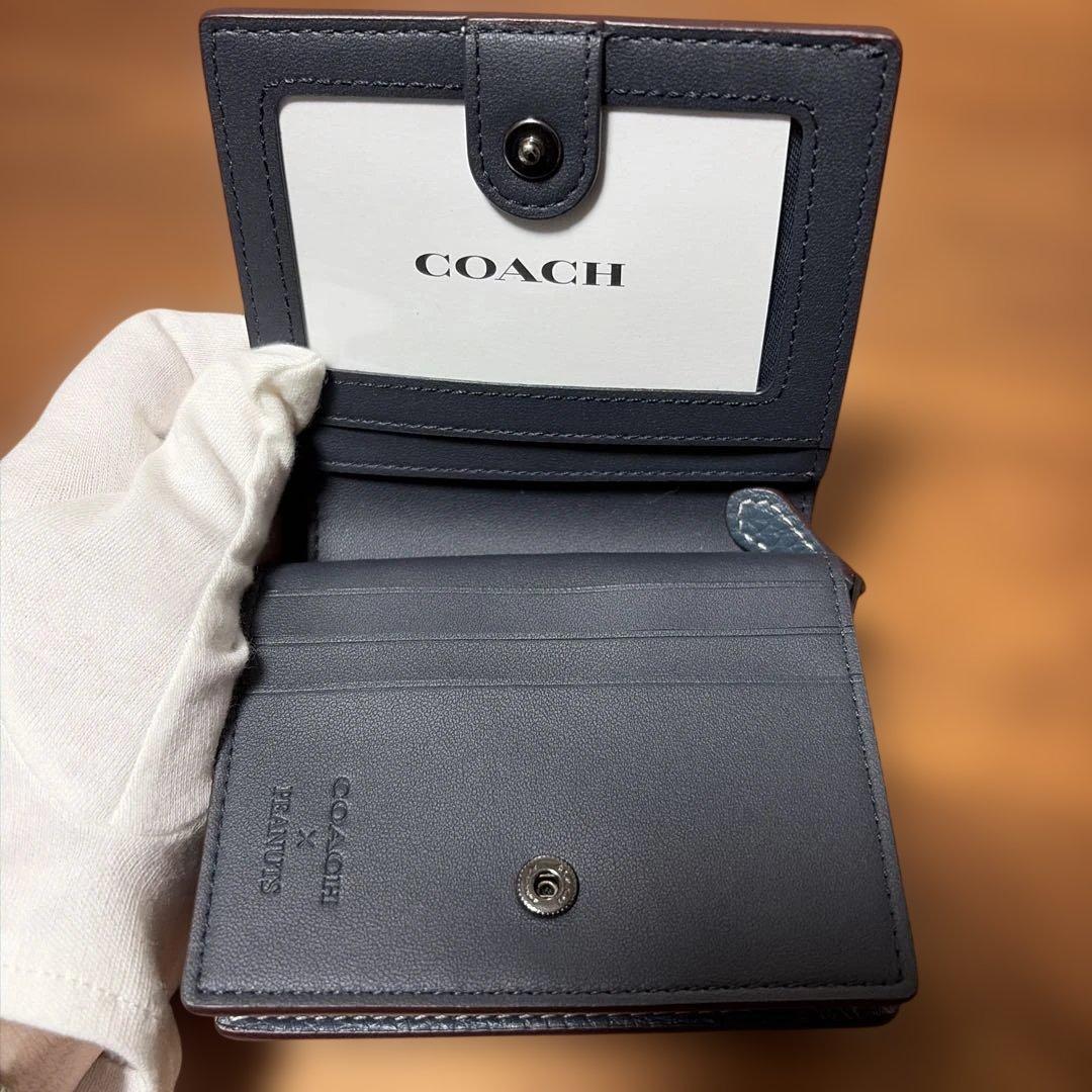 ⭐︎匿名配送⭐︎COACH スヌーピー 二つ折り財布 ネイビー　新品未使用