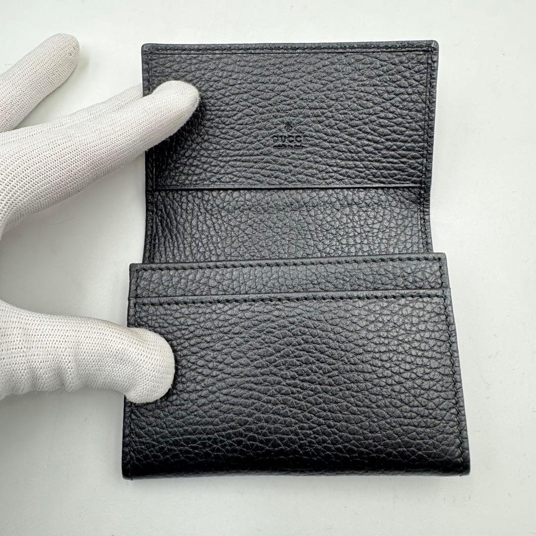 極美品✨GUCCI 名刺入れ　レザー　ブラック　ロゴマーク　保存箱付き