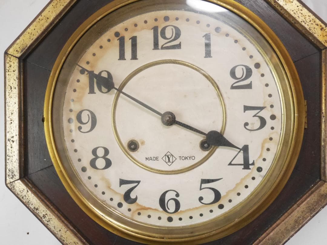 動作品★アンティーク　Waterbury Clock Yマーク八角柱時計◆中古