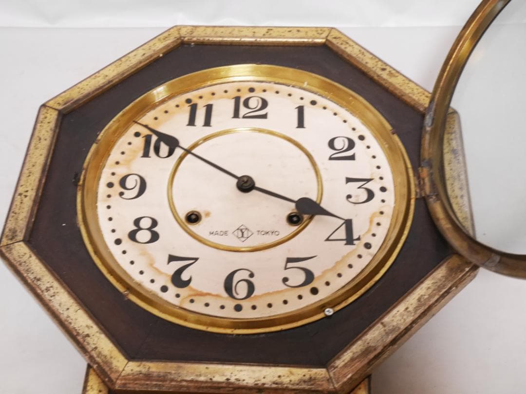 動作品★アンティーク　Waterbury Clock Yマーク八角柱時計◆中古