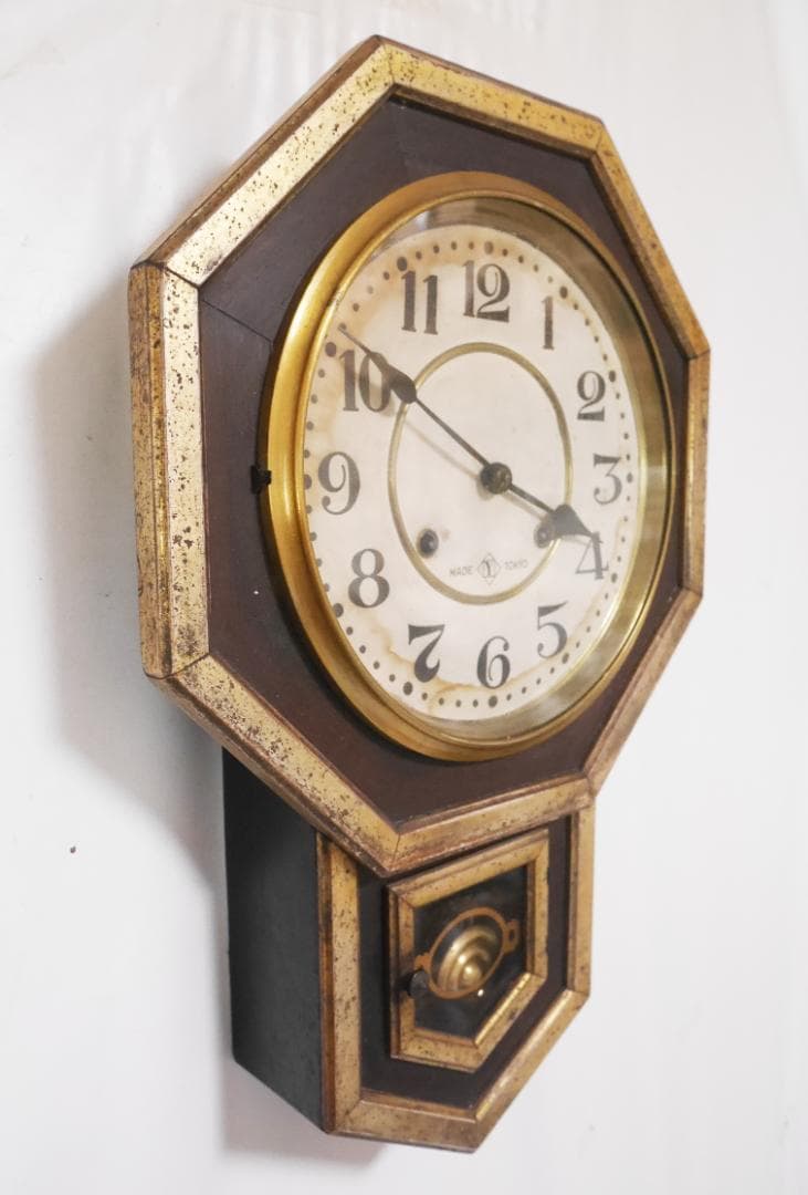 動作品★アンティーク　Waterbury Clock Yマーク八角柱時計◆中古
