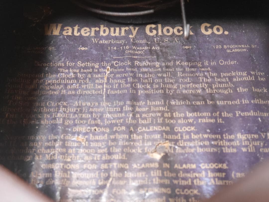 動作品★アンティーク　Waterbury Clock Yマーク八角柱時計◆中古