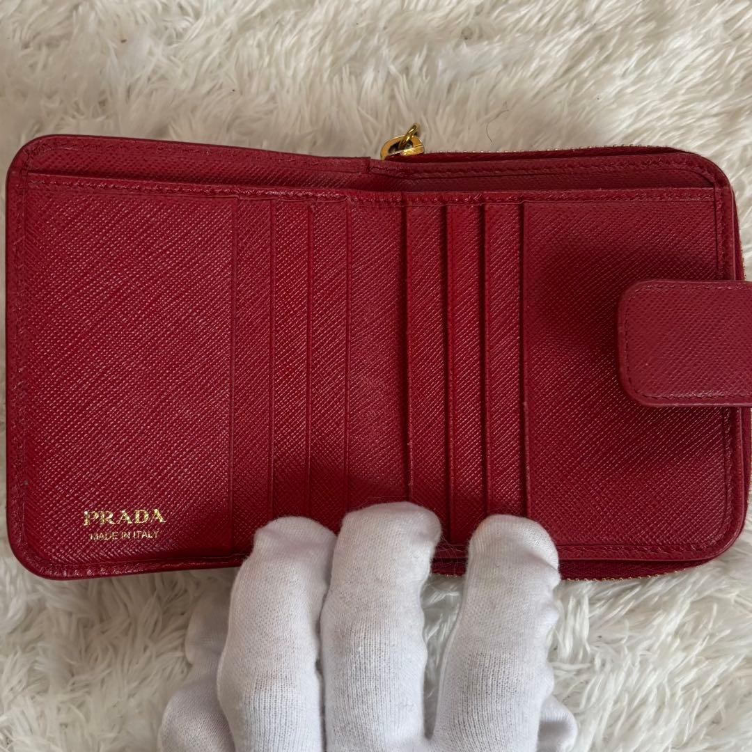 PRADA プラダ 付属品付き1ML036 二つ折り財布 サフィアーノ レッド