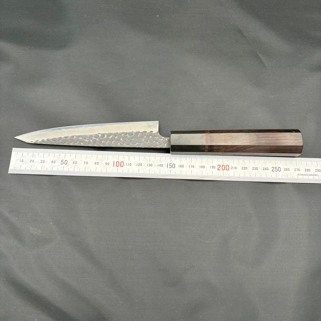ゆ*ぅ様 ぺティナイフ。ハガネ:青紙スーパー。黒打ち。切付。黒檀八角柄。堺實光。