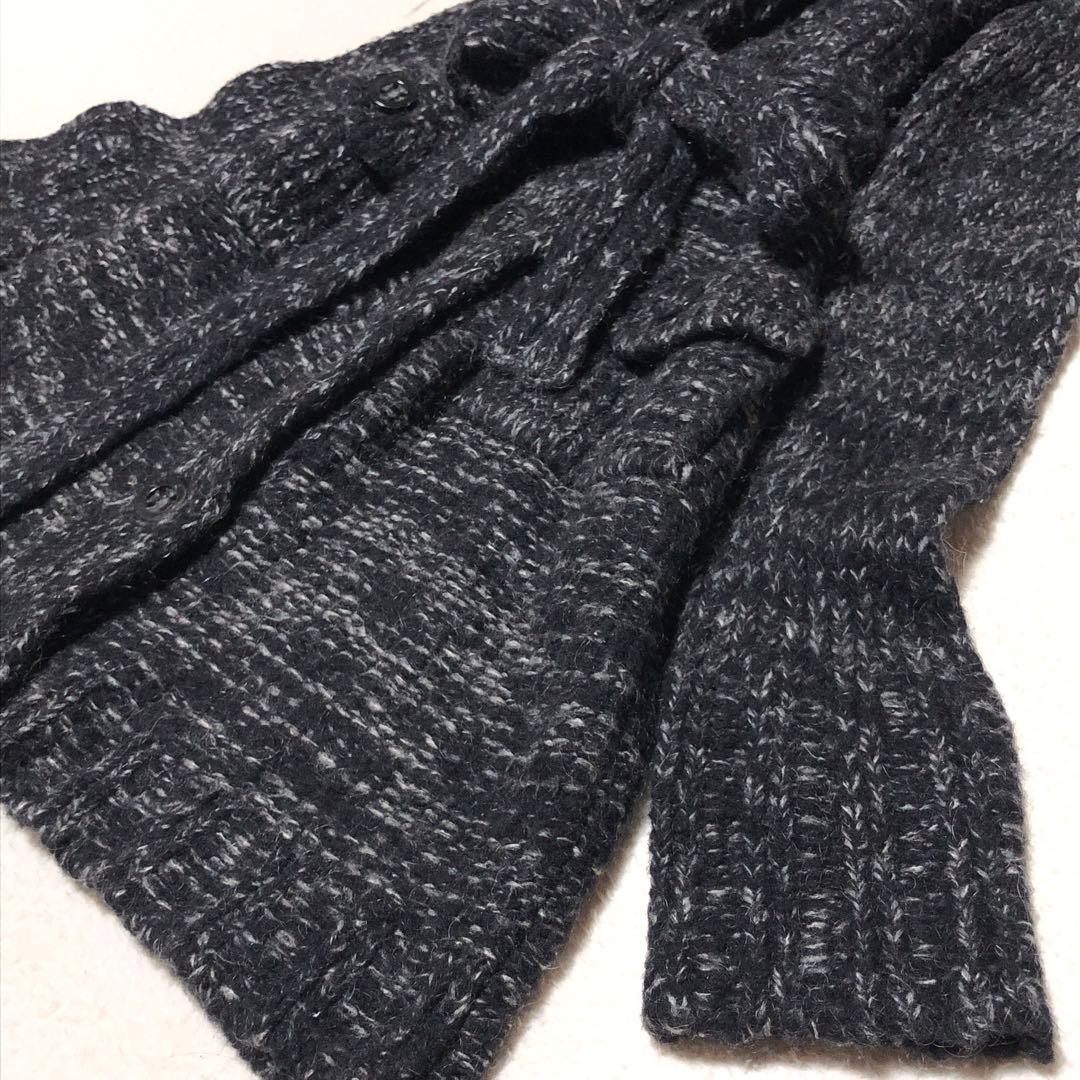 極美品　マックス&コー　ロングコート　ニットケーブル　モヘア　ダークグレー系