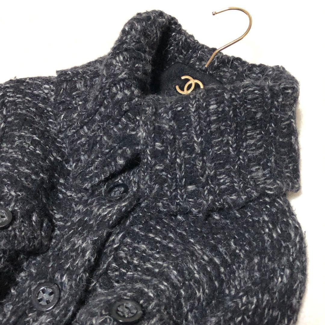 極美品　マックス&コー　ロングコート　ニットケーブル　モヘア　ダークグレー系