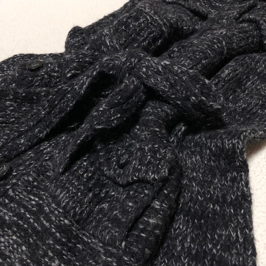 極美品　マックス&コー　ロングコート　ニットケーブル　モヘア　ダークグレー系