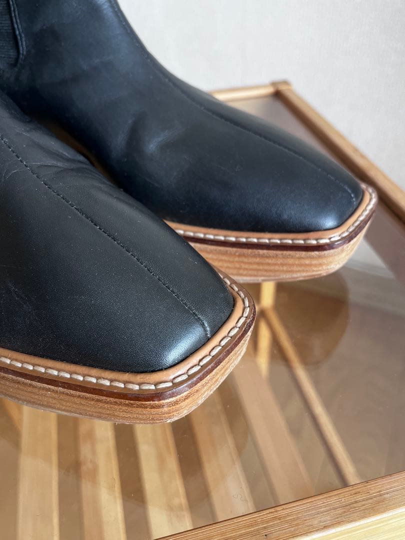 TODAYFUL トゥデイフル プラットフォームレザーブーツ 24.5cm 黒