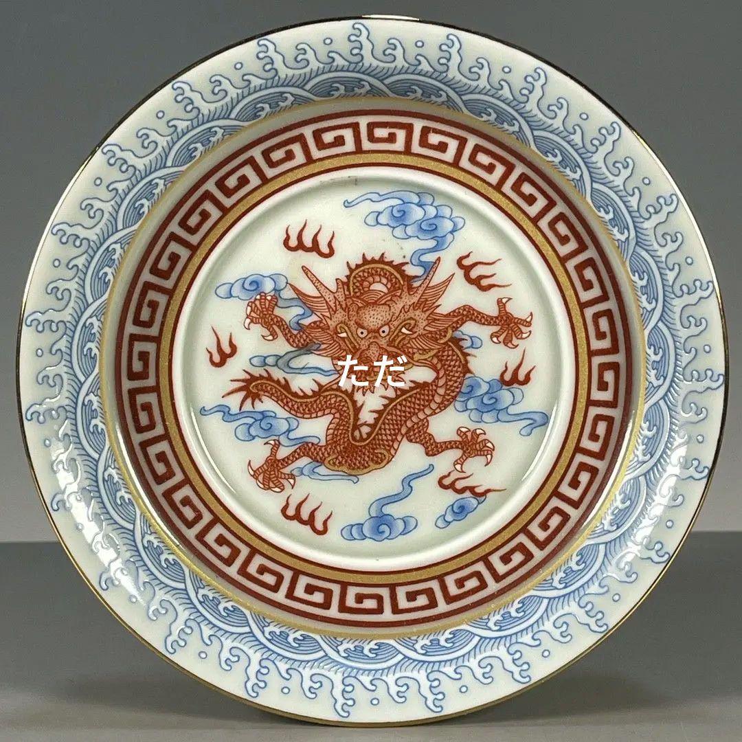 中国茶器 景徳鎮 青花釉里紅竜紋三才蓋碗 茶杯 新品未使用