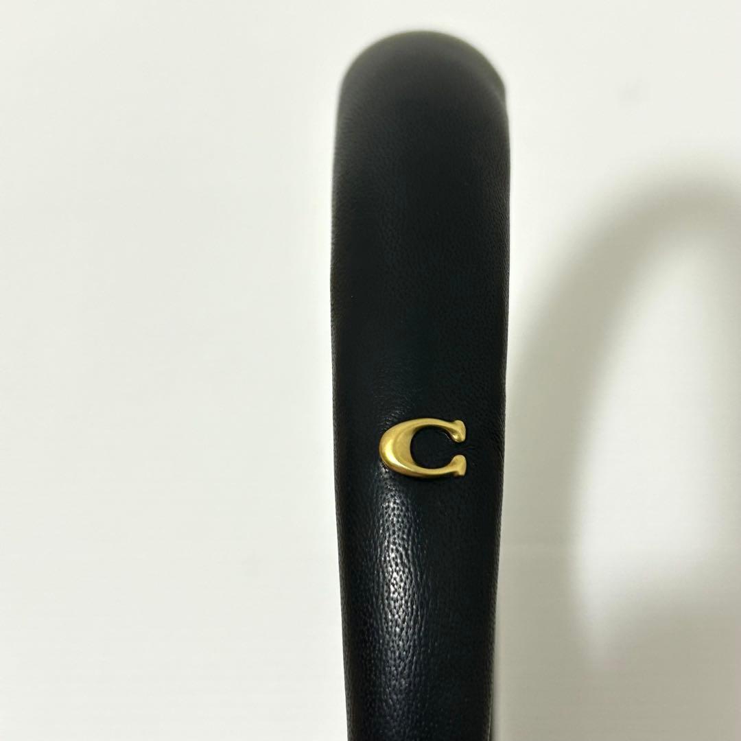 【美品】COACH レザー ヘッドバンド カチューシャ ブラック 箱付き