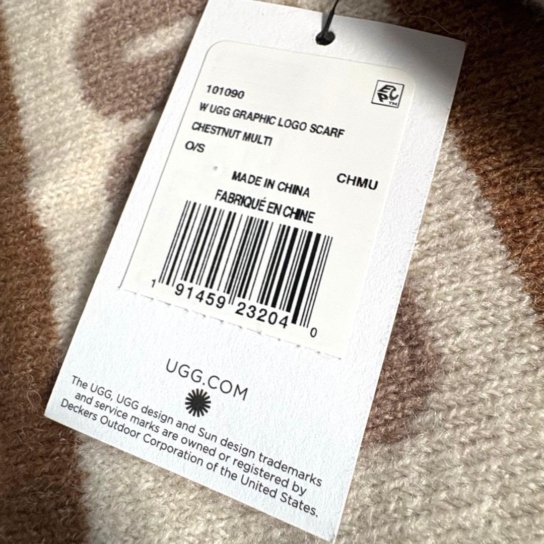 新品未使用タグ付き UGG グラフィック ロゴ スカーフ マフラー 総ロゴ