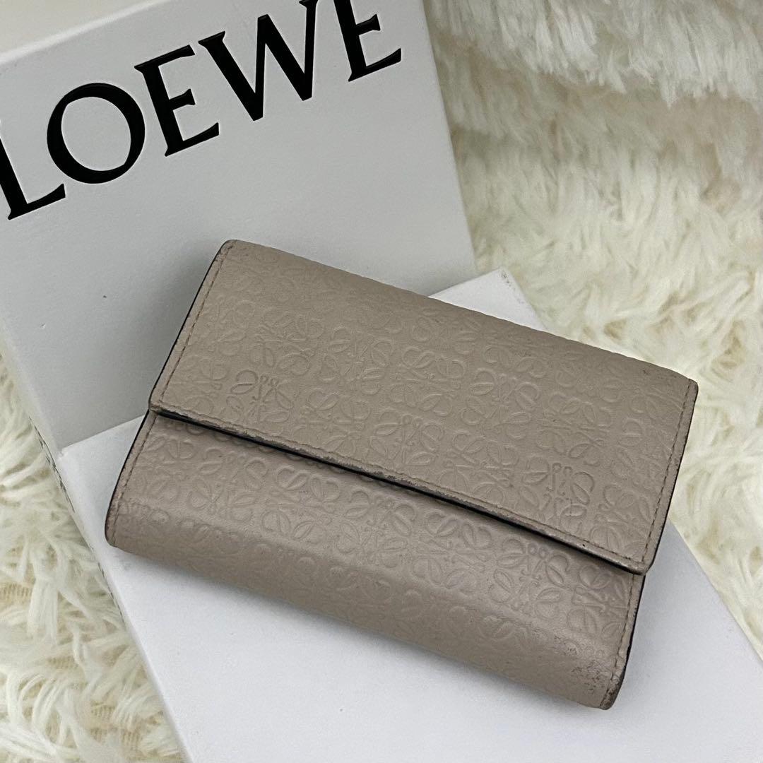 ［美品］LOEWE リピートアナグラム スモール バーティカルウォレット 財布