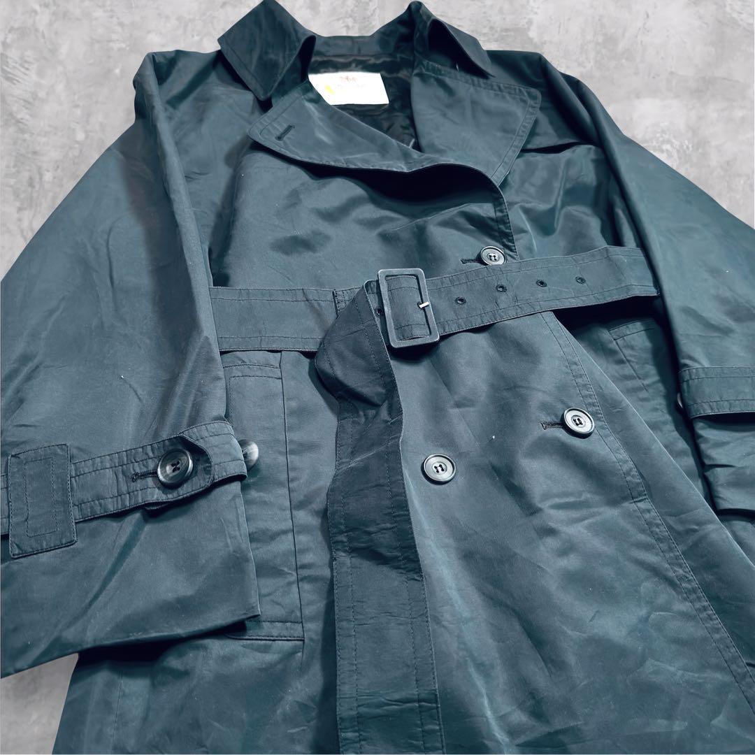 カナダ製 Aquascutum ダブル ロング トレンチコート ネイビー
