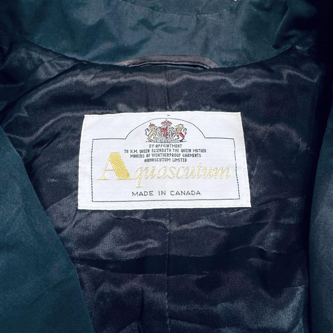 カナダ製 Aquascutum ダブル ロング トレンチコート ネイビー
