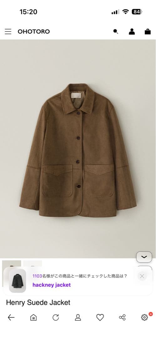 ジャケット・アウター Henry Suede Jacket OHOTORO