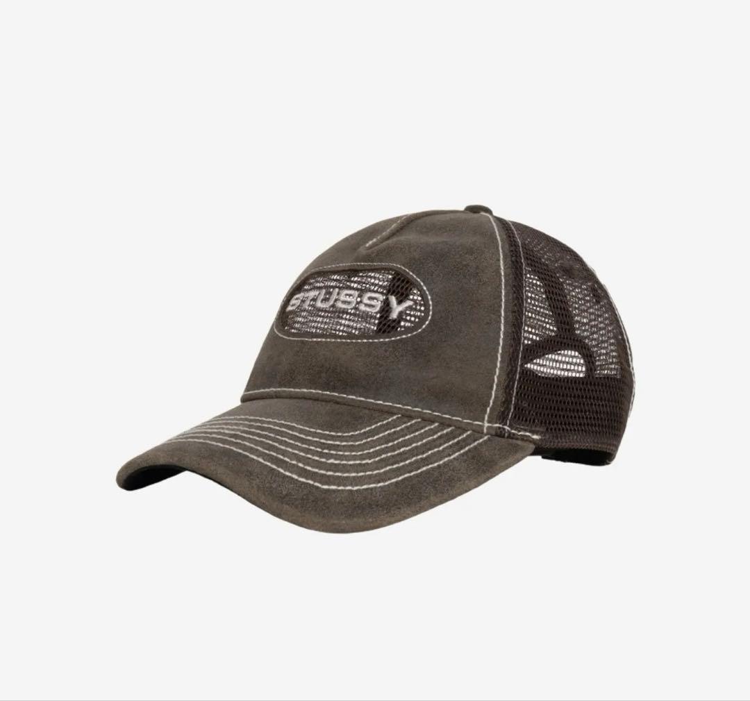 帽子 STUSSY TRUCKER CUT-OUT LEATHER SNAPBACK