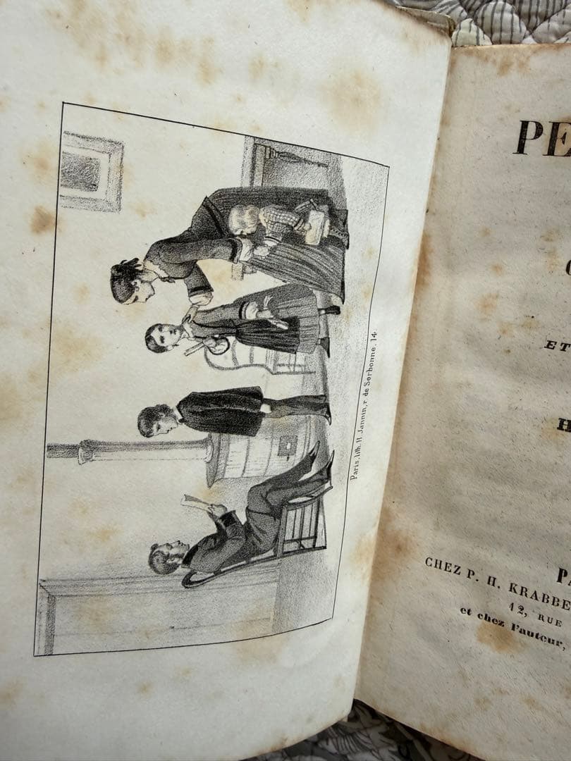 フランスアンティークロマンティック本ゴールドの箔押し古書1877年印刷