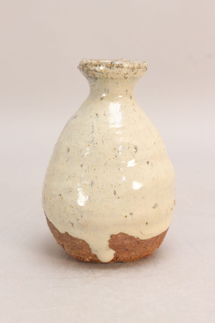 No5162 赤津窯　加藤唐三郎 造　灰釉花入　壷　栞付　共布/共箱　送料無料