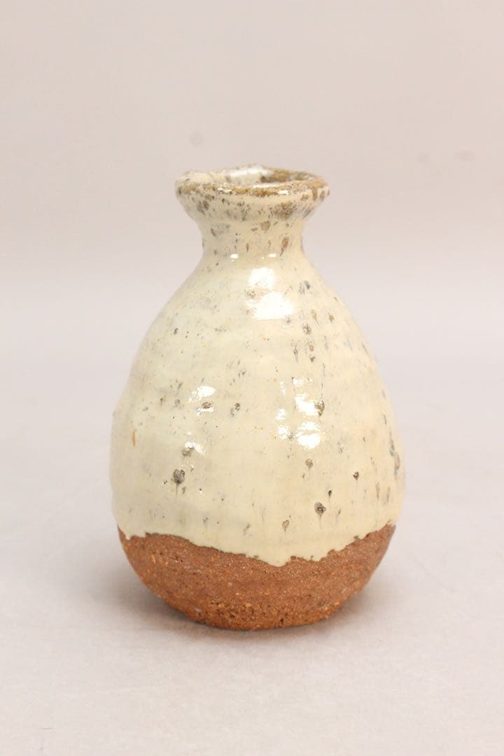No5162 赤津窯　加藤唐三郎 造　灰釉花入　壷　栞付　共布/共箱　送料無料