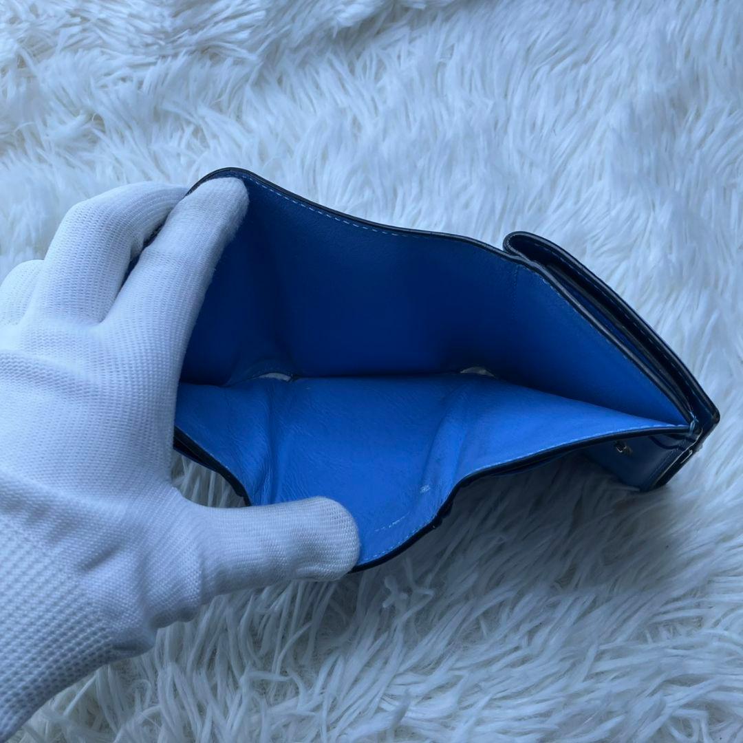 美品✨️ LOEWE ロエベ トライフォールド 三つ折財布 アナグラム ブルー