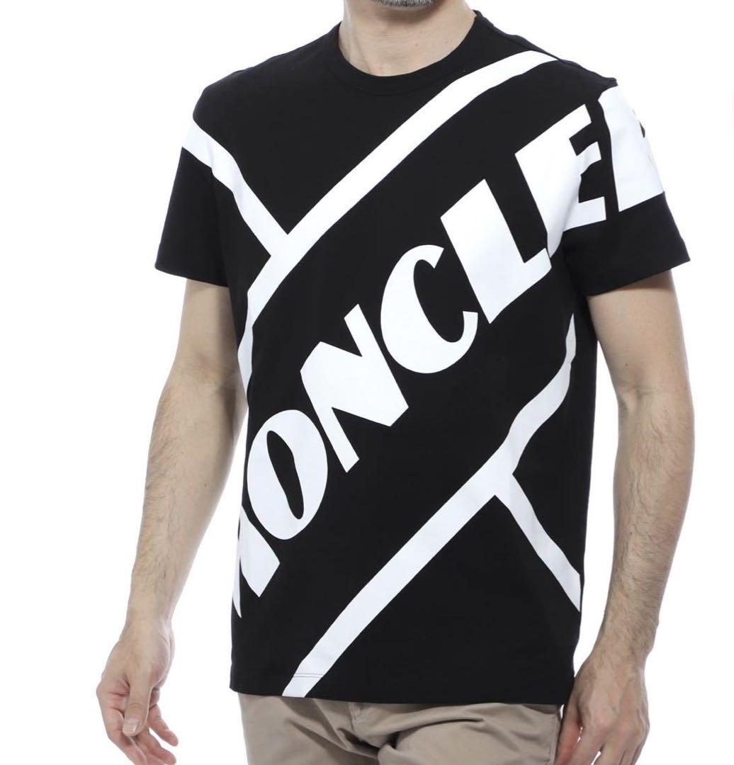 MONCLER Tシャツ ブラック×ホワイト メンズ sizeS
