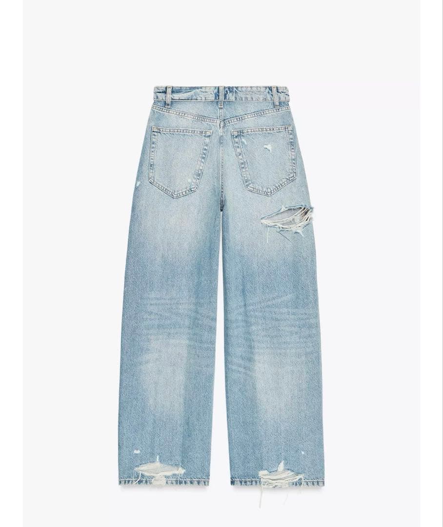 タグ付新品★ZARAのTRF折り返しウエストバンドミッドライズジーンズ★EU32