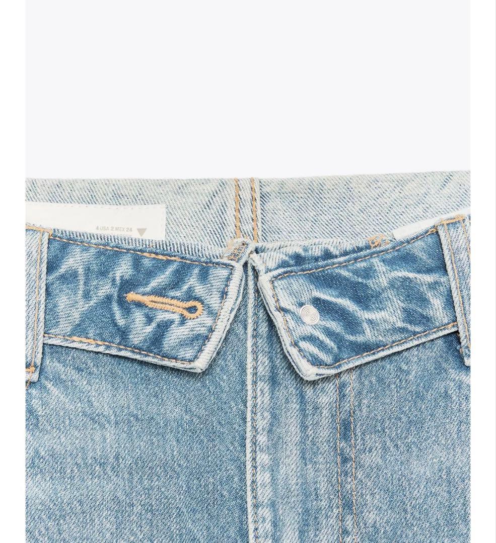 タグ付新品★ZARAのTRF折り返しウエストバンドミッドライズジーンズ★EU32