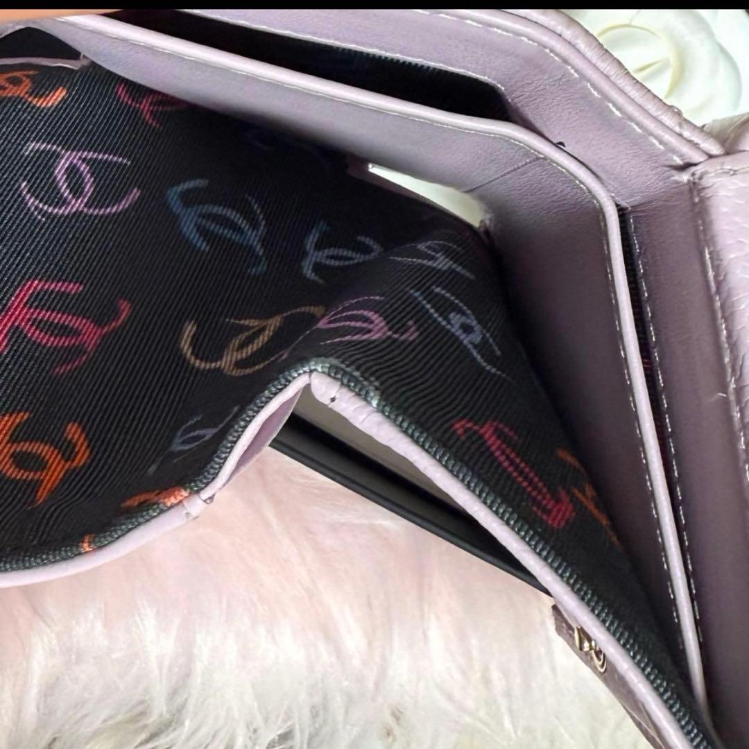 CHANEL　三つ折りウォレット　キャビアスキン　ピンク