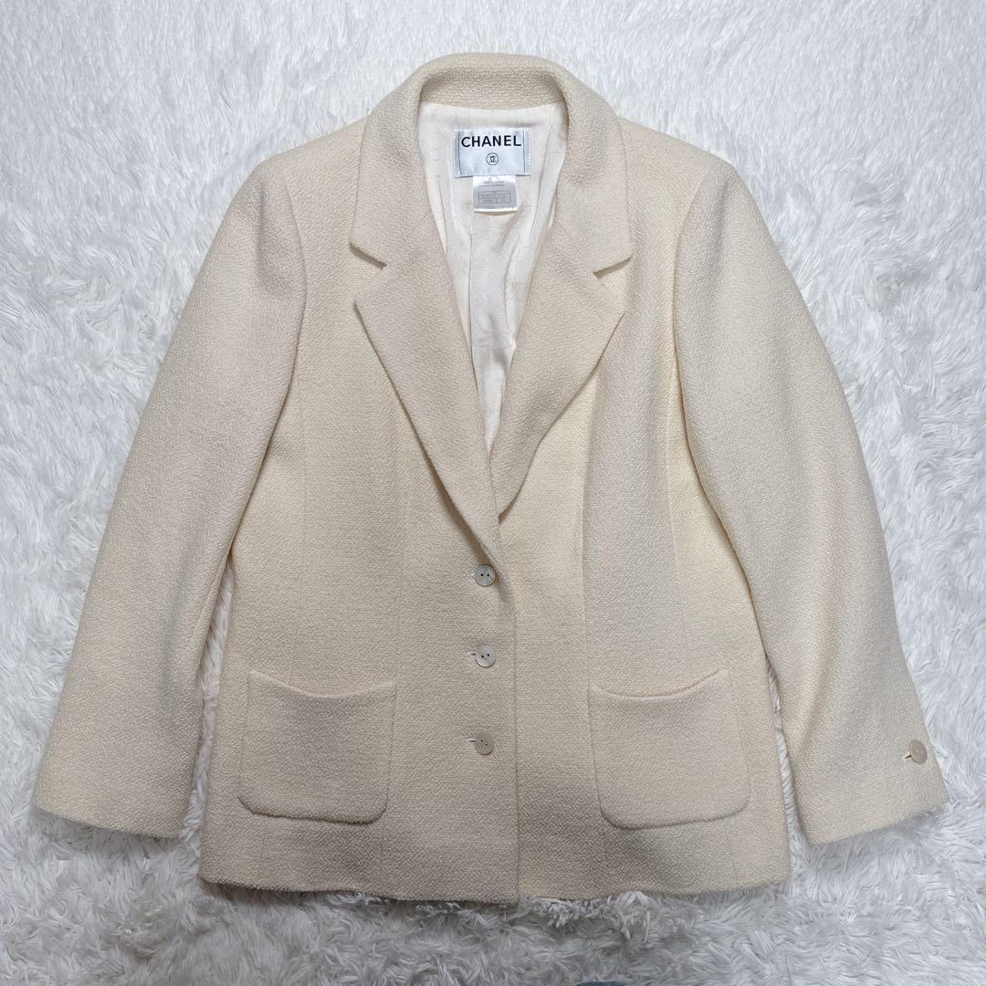 ご購入者様優先 CHANEL ツイード ジャケット アイボリー 44 P05A